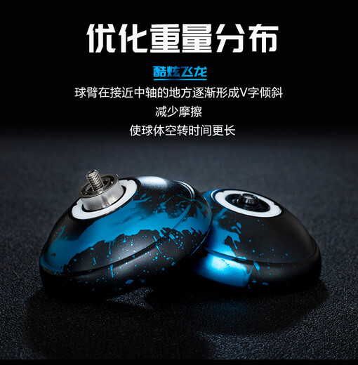Feilijie yo-yo professional competition fancy yoyo ball dead sleep alloy metal yo-yo children's toy boy gift black pink blue flying dragon (10 ropes free)