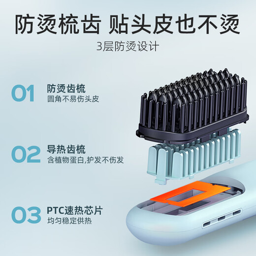 Lena straight hair comb negative ion splint straight plate clip curling comb inner buckle mini portable bangs perm comb does not damage hair short hair straightening electric comb fluffy comb LN-F7