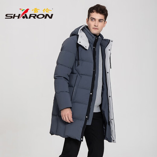 雪伦（SHARON）鹅绒羽绒服男中长款可脱卸帽休闲运动 12625 层云白 L