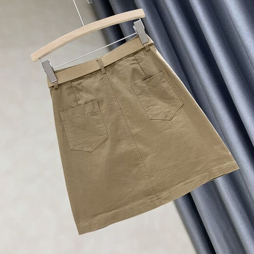 Ranwei Feray Falda corta de falda para mujeres en el otoño Nuevo altos de la cadera de la cadera de la cadera de la cadera de la cadera de la cadera de la cadera [Calidad] 5012-Khaki + Belt M Recomendado 95-105Jin [Jin equivale a 0.5 kg]