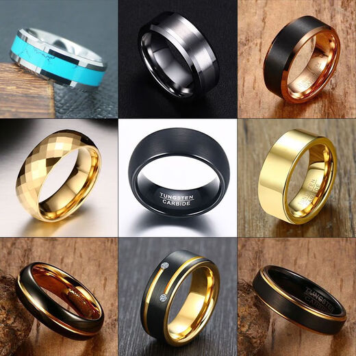 Tongrubi Zheng Tungsten Steel Ring Trendy Men's Personality Temperament Index Finger Ring High-quality Ring Gift Engraving 520 Gifts 6MM Black Gold Ring (11153)_Meiwei No. 6