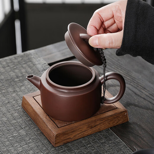 Junru purple clay pot 150ml Han tile teapot single person teapot purple clay pure handmade small teapot Chinese household Kung Fu tea set purple clay purple clay Han tile pot 150ml