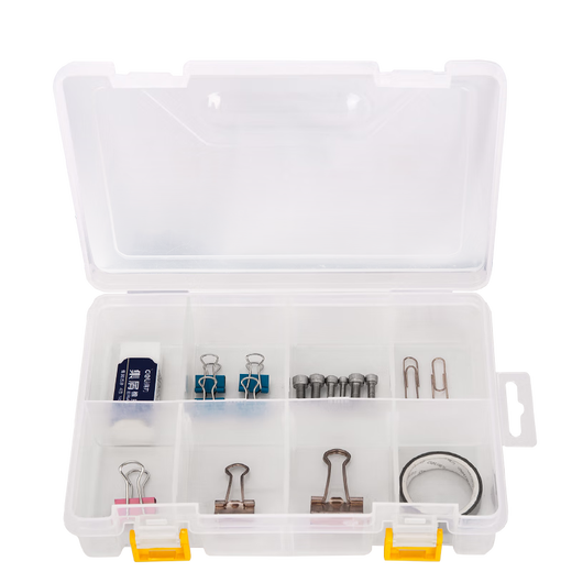 Deli transparent plastic parts box multi-grid covered storage classification box electronic components screw format empty tool box 20X14.5X4.5CM-8 small compartments