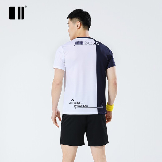 单双号春夏新款羽毛球服套装情侣短袖运动服速干透气团队比赛服 男黑色套装C112121+12241 M