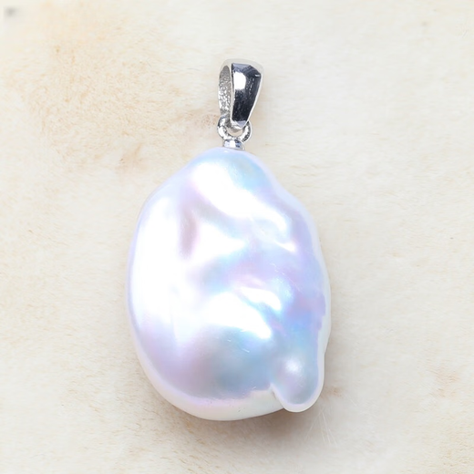 Luoyi natural freshwater special-shaped irregular aurora white baroque pearl s925 silver pendant one thing one picture brown PU189