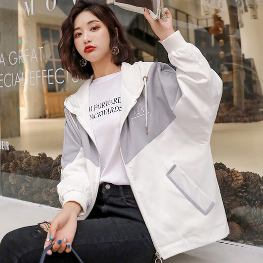 Qinmo HARAJUKU Veste à capuche décontractée lâche pour femmes au printemps, automne et hiver à la mode Internet célébrité Veste de travail étudiant manteau Fried Street Hong Kong Flavour 9902 Gray M Recommandé 95-110jin [Jin est égal à 0,5 kg]