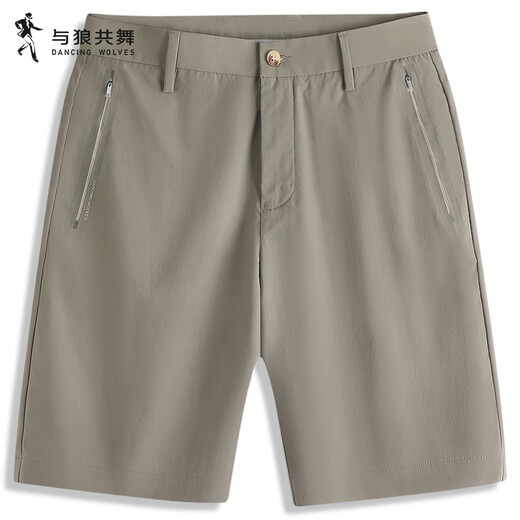 Tanzen mit dem Wolf [Schnelltrocknen] Casual Shorts Herren 2025 Sommer Neue Reißverschluss Tasche Vierseitig elastische atmungsaktive Fünf-Punkte-Hosen 4035 Khaki 701 32