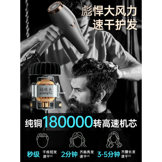 Panasonic's 3800W high-speed hair dryer, hair salon hair dryer, home silent, high-power, non-harmful blue light hair care hair dryer, quick-drying electric dryer for barber shops, black 3800W high wind, hair salon home use