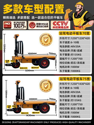 Renjuyi electric flatbed truck pulls bricks and pulls goods, transport truck, construction site transport truck, warehouse workshop, small three-wheeled trolley, produced in our own factory, without middlemen