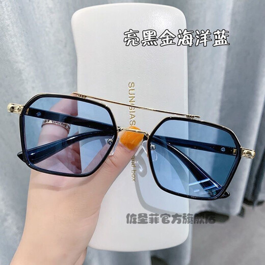 Zuo Santa Fe's new Douyin Chen Weiting sunglasses for men, driving glasses, ultraviolet, Korean style, handsome, fashionable and domineering sunglasses, bright black gold, black and gray lenses, high cost performance, sunglasses + mirror bag + mirror cloth
