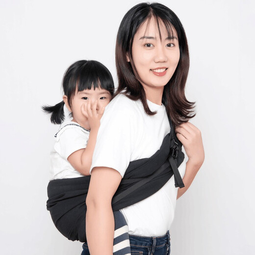 俊亲贝比婴儿背巾新生儿背带前抱式抱袋多功能前后两用宝宝背带横抱 黑色四季款【新生儿可用】