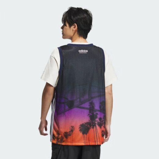阿迪达斯 （adidas）男装 图案印花双面穿男士篮球运动背心T恤 IT4733 JI9761 M