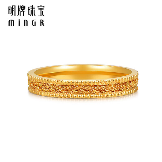 Famous brand jewelry gold ring, pure gold braided matching small ring, gift for women AFM0306, labor cost 350, pure gold ring, size 9, about 2.97 grams