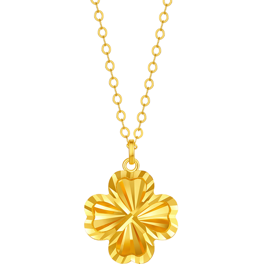Saturday blessing 18K gold necklace women's four-leaf clover necklace color gold necklace birthday gift C0614040 40+5cm