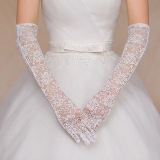 Xi Ning 2020 Bridal Wedding Gloves Lace Red White Wedding Gloves Wedding Gloves Short Long Satin Gloves Red Gloves Lace (Short Style)