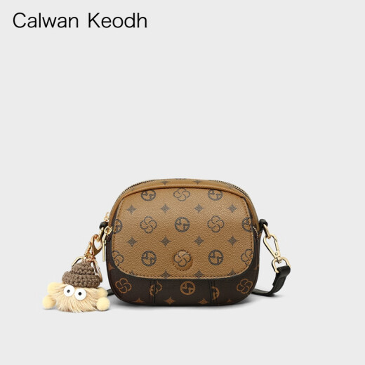 CALWAN KEODH official website bag women's bag spring and summer small bag crossbody bag women's high-end small round bag birthday gift for girlfriend wife [coffee] light luxury fashion contrast printing bag practical and heart-wrenching girl girlfriend