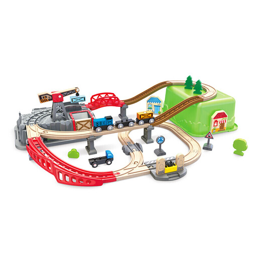 Hape Track Car Toys Holz Plug-In-Zugstadt Transportaufbewahrungssatz Kinder Baby- und Mädchen Urlaub Geschenke Zugspur Stadt Transportlager Set Aufbewahrung