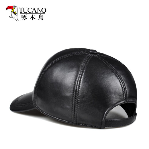 Woodpecker genuine leather hat for men in winter thickened baseball cap to protect against cold wind and snow middle-aged and elderly sheepskin hat for cycling and driving