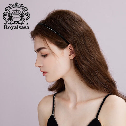 Royal sasa royal sasa ultra-fine solid color hairband with toothed hair accessories Korean headband face wash broken hair clip simple versatile headwear black BL