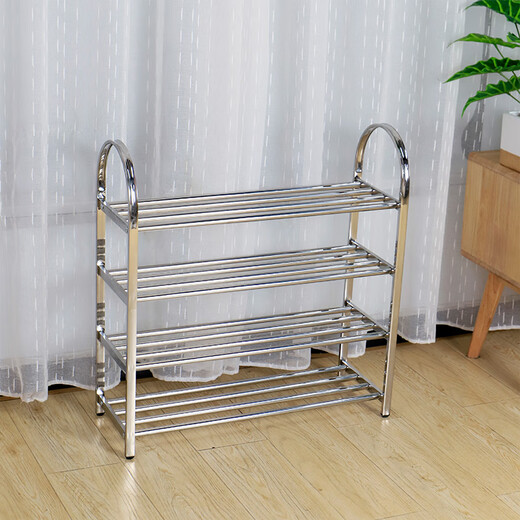 Lunar exploration stainless steel shoe rack simple home indoor good-looking dormitory door multi-layer shoe storage cabinet 2025 storage rack three layers long 45 cm (four poles)