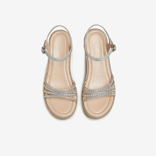 TATA's beautiful wedge sandals for women's vacation strap fashion sandals summer 7MY14BL4 silver 37