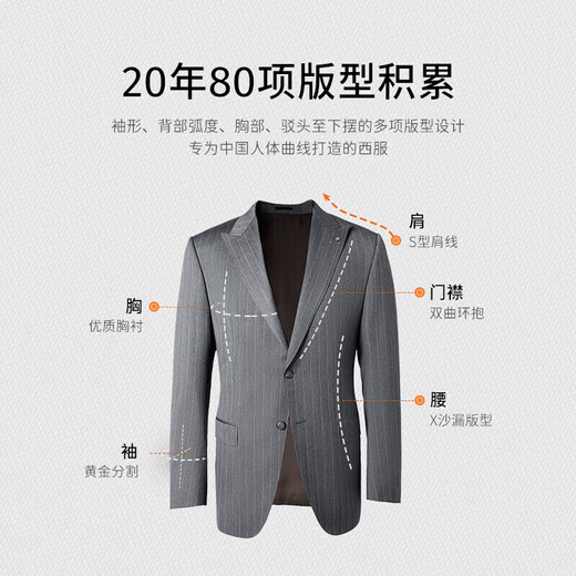 Veste de costume vicutu Top pour hommes VBS88112398 Gray Stripes 175 / 96B