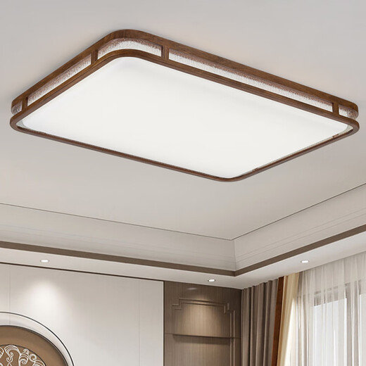 Cobre Heart Muyun NUEVA Luz de techo chino Espectro completo Protección de la vista Sala de estar Ligera de la luz de la luz del centro del centro de la nuez negro inteligente J9898 46*46 cm Spectrum completo de tres colores Dimming Dimming