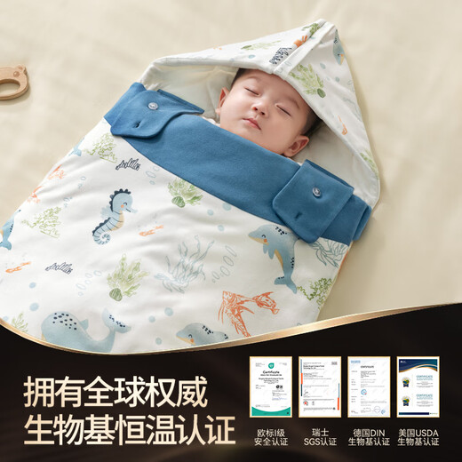 Betis Baby Anti-jump Sleeping Bag Spring and Autumn Constant Temperature Baby Cover Newborn Children Anti-Kick Quilt All-in-one All-Season Smile Double Layer - Room Temperature 20-26 S Code Suitable for heights below 80cm