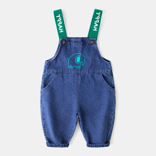 Dudu baby denim overalls spring boys casual pants children's children's clothing cartoon girls pants modern style loose vip denim blue 80