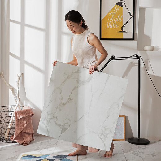 PVC self-adhesive floor leather stickers ins internet celebrity retro simple marble Japanese floor tiles for rent house shop 6629 thickened wear-resistant smoke and scalding 1 piece 600x600mm x 1.8mm