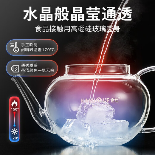 KAMJOVE glass teapot high temperature resistant 304 stainless steel filter flower teapot elegant cup teapot simple tea art pot A-08 800ml