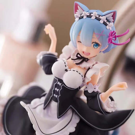 Ventilateur petit ours de zéro à une vie mondiale différente remor figure chat oreille Maid 2D Rem Ornement Modèle de dessin animé Lolita Rem