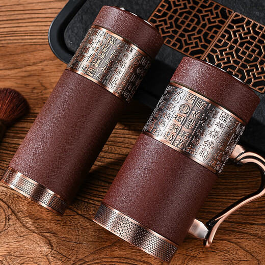 Hantang Yixing Clay Purple Inner Inner Aislamiento Aislamiento Atención de salud Hombres y mujeres Baifu Copa de té de alta gama para padres y regalo de edad avanzada Aleación de zinc personalizada Red Red Baifu Direct Cup Direct Cup