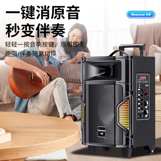 Newman A8 square dance outdoor high volume mobile portable home pull rod Bluetooth electric acoustic guitar folk singing instrument speaker high power amplifier stall speaker dual wheat