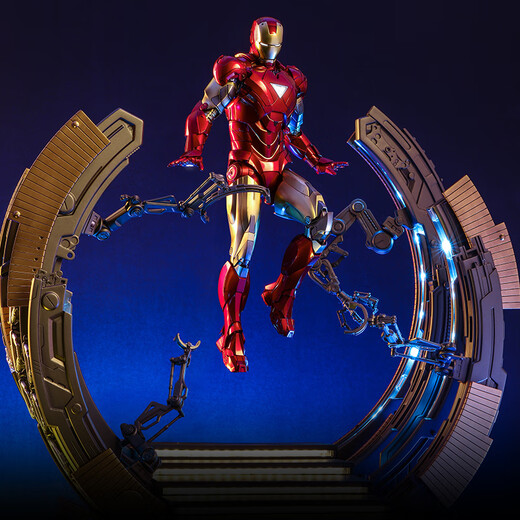 HOT TOYS钢铁侠MK6 2.0合金人偶连拆甲台单套装 MMS687D52钢铁侠MARK6 2.0