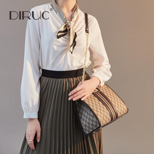 DIRUC light luxury brand bag women's bag 2023 new fashion portable chain bag atmospheric and versatile large capacity tote bag women's coffee color