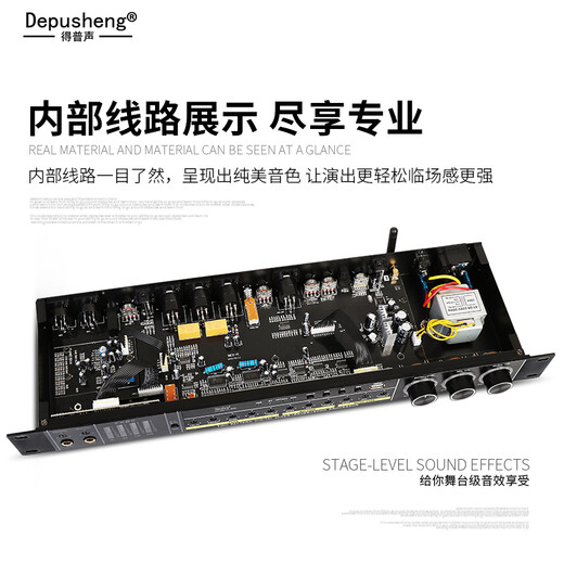 Depusheng Depusheng REV3800 pre-amp effector anti-howling KTV stage home karaoke double reverberation microphone simulated balanced karaoke wireless microphone REV3800 effector (with dual handheld)