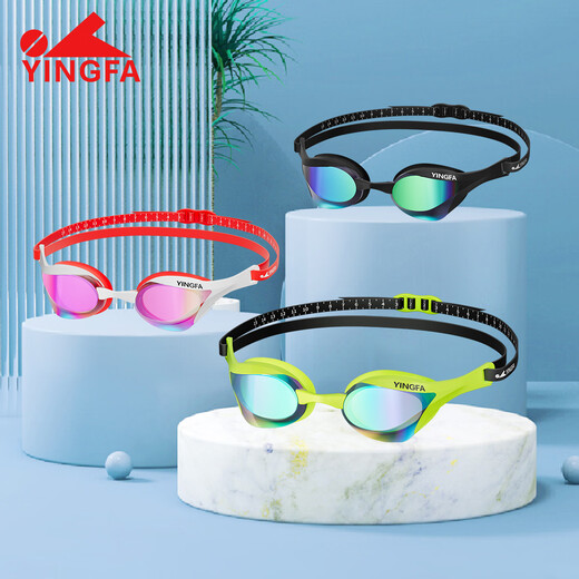 YINGFA Professional Competition Swimming Goggles HD Anti-fog Men's and Women's Cobra Training Competition Blade Coated Swimming Goggles Black
