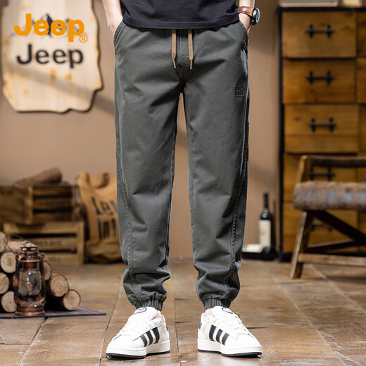 吉普（JEEP）男士工装休闲裤男2025春季新款高端束脚裤百搭宽松哈伦长裤子男裤