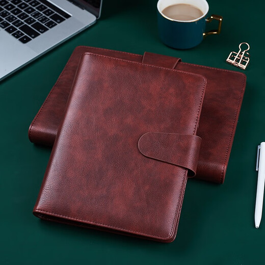 
Bowen Magnetic Fitting Binder Business Notepad PU leather 9-hole 6-hole notebook can be replaced with inner core for office use, with card slot pen insert customized [(9921)A5 Black 6-hole binder]