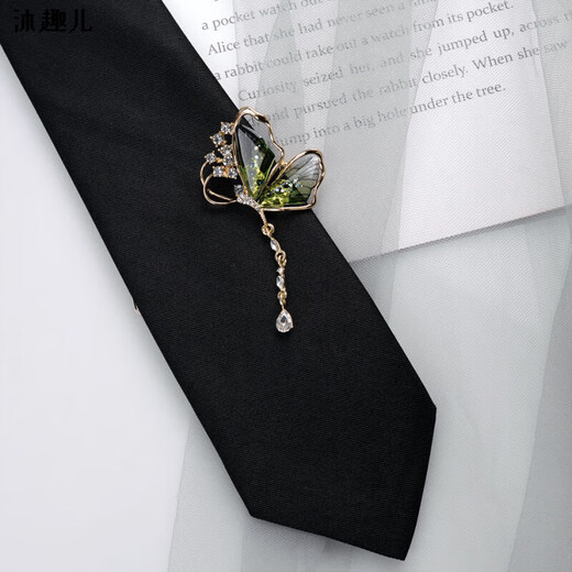 
Muquer high-end atmospheric tie tie [Lin Yuejun] pendant hanging chain tie without knotting black jk uniform trendy little magpie (pendant tie)
