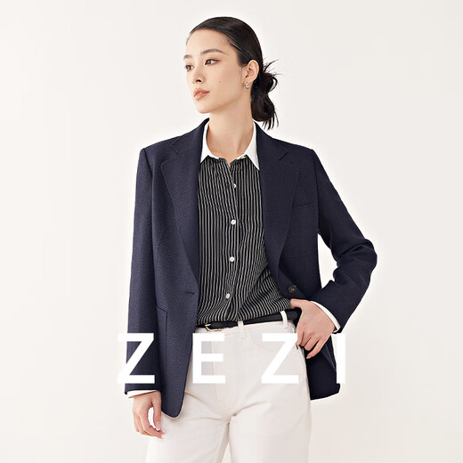 ZEZI linen wool blazer women's spring and autumn new one-button white suit light luxury high-end commuting slim ivory white M