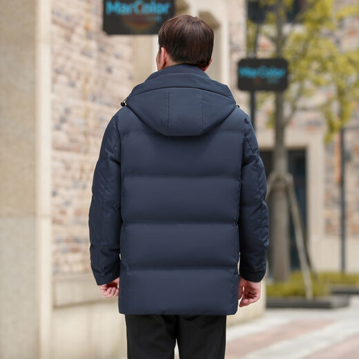 Fei Zhongfei's new casual and versatile short men's down jacket with removable hood, versatile, skin-friendly, warm and cold-proof, navy blue|5019 L 175/92A