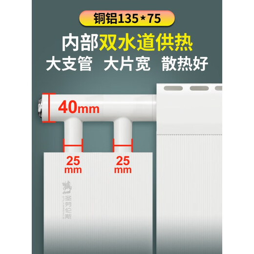 XMSJ暖气片家用铜铝复合双水道卫生间水暖散热器片横立壁挂式 铜铝双水道13575 0mm*0柱 1.5m