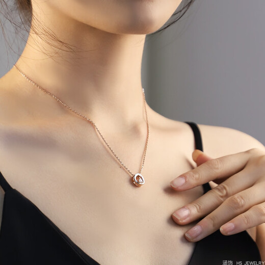 Luruo 18k rose gold moissanite necklace women's light luxury niche clavicle chain 2024 new pendant rose gold