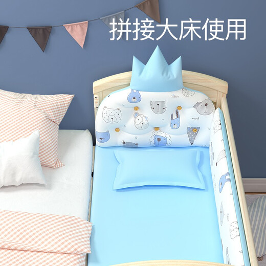 爱里奇婴儿床实木无漆多功能宝宝bb床新生儿拼接大床可移动婴幼儿床 大床+皇冠五件套+棕垫