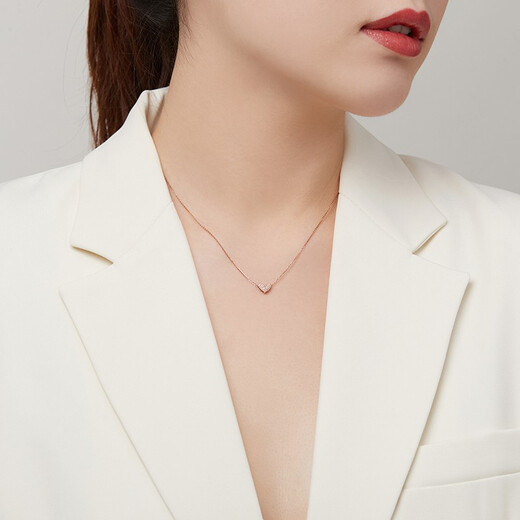 Chiba Jewelry 18k Gold Diamond Pendant New Sweet Little Heart Simple DIY Neck Jewelry for Girlfriend’s Birthday Gift 18K Gold Diamond Pendant/Rose Gold