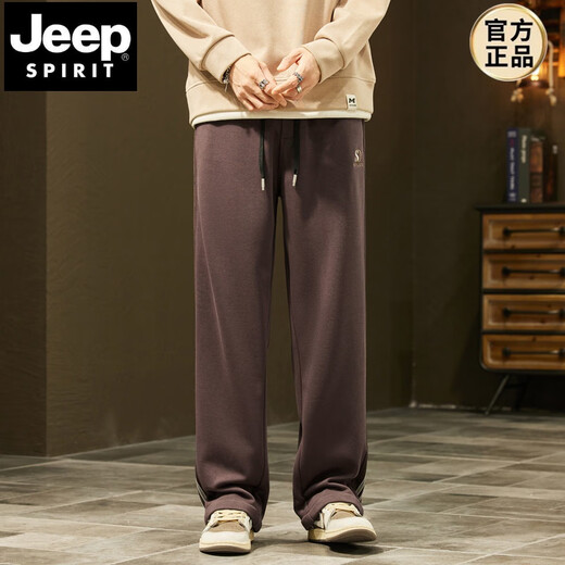 
JEEP SPIRIT2024 autumn and winter new heavyweight thin velvet men's loose wide-leg casual pants workwear American high street sports sweatpants Q829 dark gray L