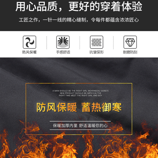 Woodpecker cotton coat for middle-aged and elderly men, cotton padded coat with velvet and thickening, men's jacket, winter daddy padded jacket, warm and thick winter coat, black and velvet style 2XL