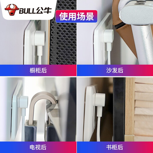 Bull Socket Ultra-Thin-Stecker, Ultra-Flat-Kopf-Sockel Dünne Flach-Stecker-Platine an der Wand und zwei Fuß-Stecker Drei-Loch-Kleinstock-Konverter, Verdrahtplatine für Reihenstecker mit Draht [Ultra-Thin-Stecker] 1,8 Meter 3 Stecker Position 3 USB B403U